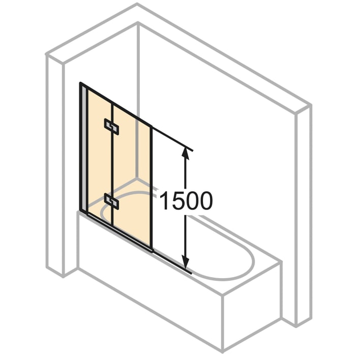 HÜPPE 501 Design pure Badewannenabtrennung Schwingfalttür Sondermaß, links, Glas mit Anti-Plaque