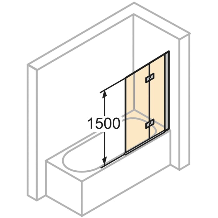 HÜPPE 501 Design pure Badewannenabtrennung Schwingfalttür 100 cm, rechts, Glas mit Anti-Plaque