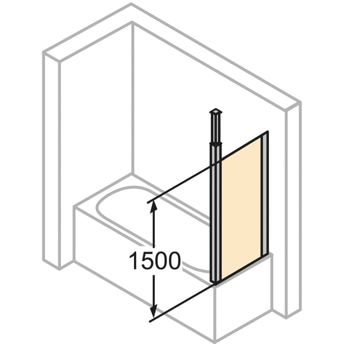 HÜPPE 501 Design pure Badewannenabtrennung Seitenwand über Eck im Sondermaß, Glas mit Anti-Plaque