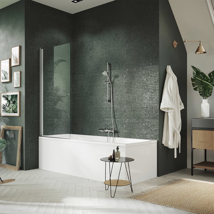 HÜPPE 501 Design pure Badewannenabtrennung 1-teilig, 75 cm, Glas mit Anti-Plaque