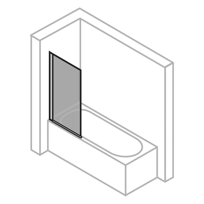 HÜPPE Design pure Badewannenabtrennung 1-teilig B: 75 H: 150 cm, Glas ohne Anti-Plaque