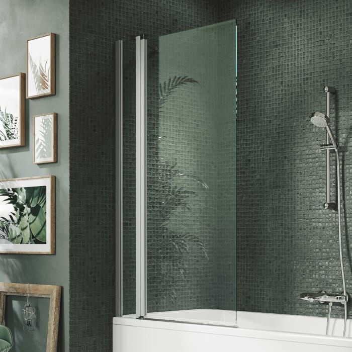 HÜPPE Design pure Badewannenabtrennung 2-teilig B: 70-155 H: bis 150 cm, Glas mit Anti-Plaque