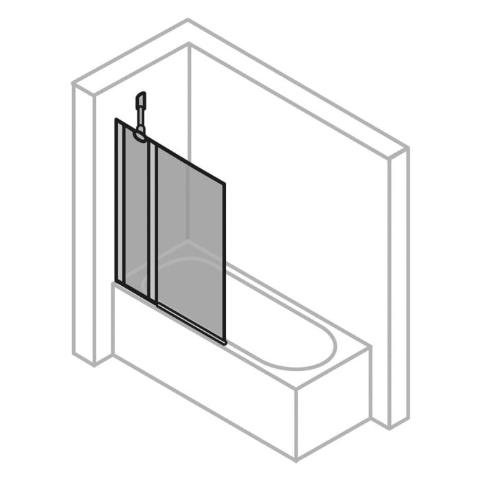 HÜPPE Design pure Badewannenabtrennung 2-teilig B: 95 H: 150 cm, Glas ohne Anti-Plaque