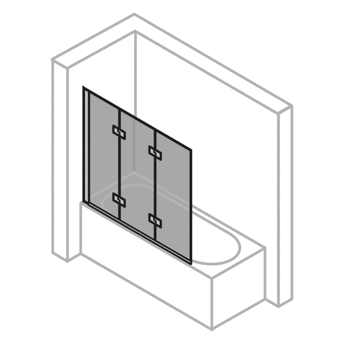 HÜPPE Design pure Badewannenabtrennung 3-teilig B: 140,1-160 H: bis 150 cm Linksbefestigung, Glas mit Anti-Plaque