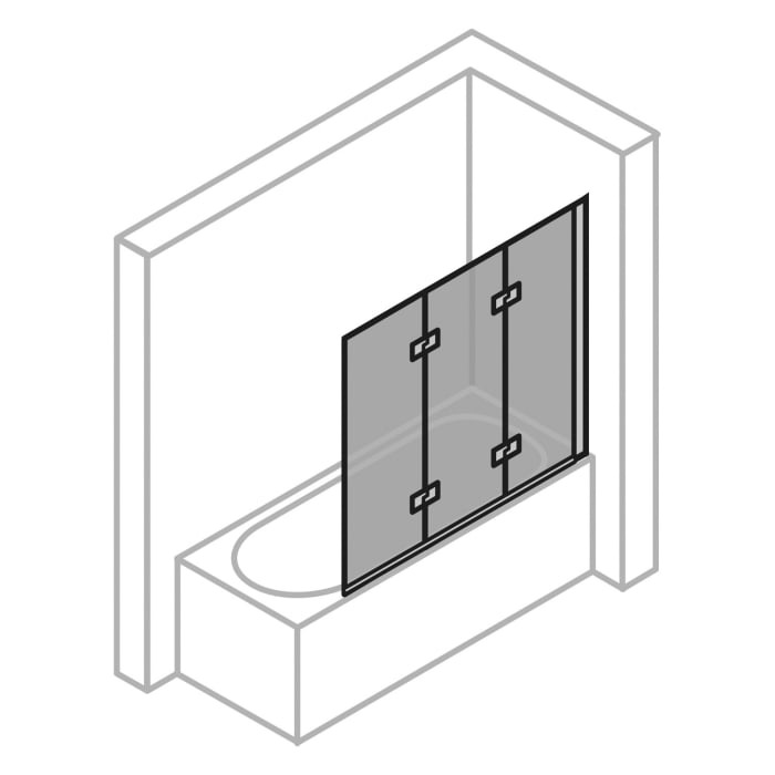HÜPPE Design pure Badewannenabtrennung 3-teilig B: 120 H: 150 cm Rechtsbefestigung, Glas mit Anti-Plaque