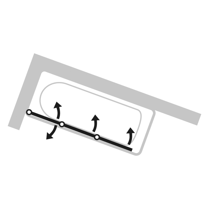 HÜPPE Design pure Badewannenabtrennung 3-teilig B: 100-120 H: bis 150 cm Linksbefestigung, Glas mit Anti-Plaque