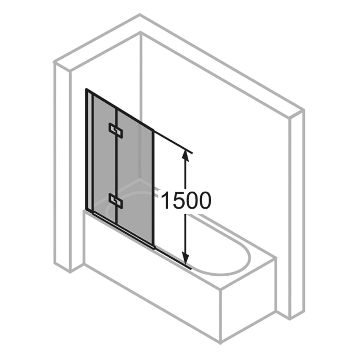 HÜPPE Design elegance Badewannenabtrennung Drehfalttür Maßanfertigung B: bis 120 H: bis 150 cm, Befestigung links