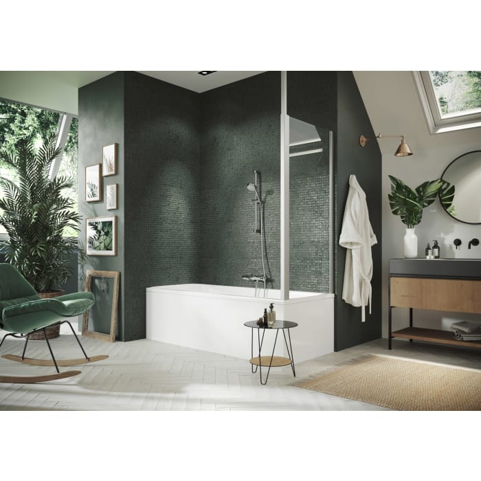 HÜPPE Design pure Seitenwand auf Badewanne 1-teilig B: 75 H: 150 cm, Glas mit Anti-Plaque