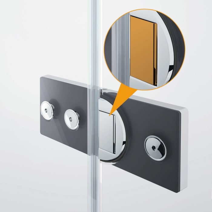 HÜPPE Solva teilgerahmt Badewannenabtrennung 1-teilig mit Festteil 120,1-150 x 120-200 cm, Glas mit Anti-Plaque, Linksbefestigung