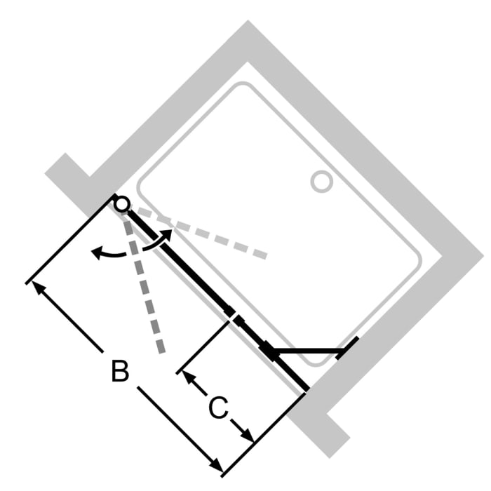 HÜPPE Classics 2 Schwingtür mit Nebenteil in Nische 120,1-160 x 140-200 cm, Glas mit Anti-Plaque