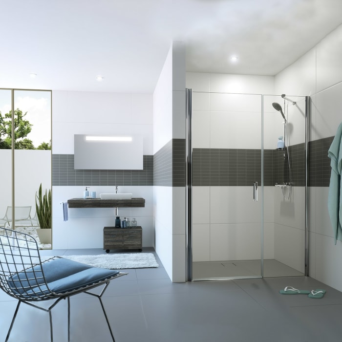 HÜPPE Classics 2 Schwingtür mit Nebenteil in Nische 120,1-160 x 140-200 cm, Glas ohne Anti-Plaque