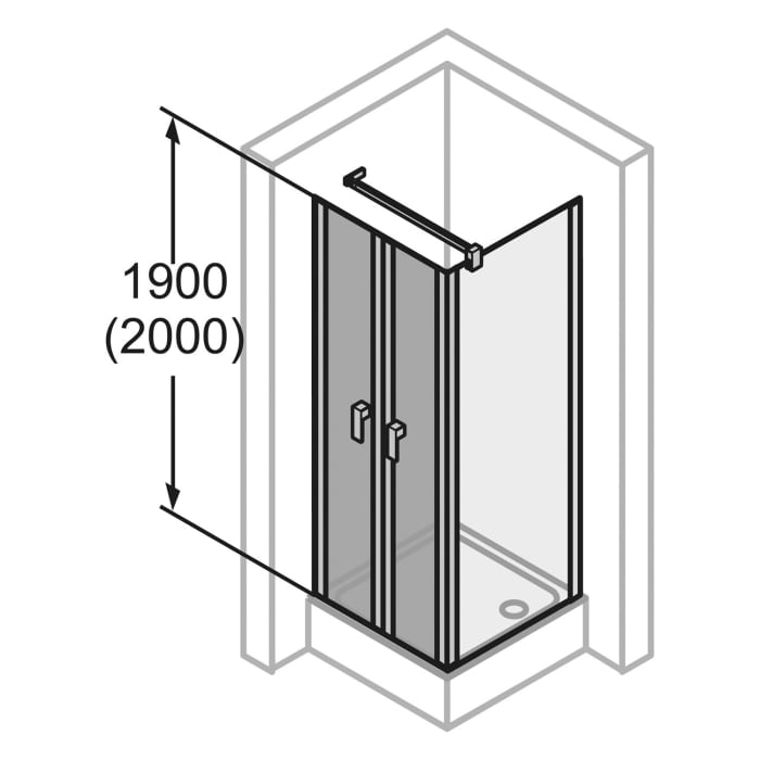 HÜPPE Design elegance 4-Eck Pendeltür für Seitenwand 2, 90 x 200 cm mit Anti-Plaque