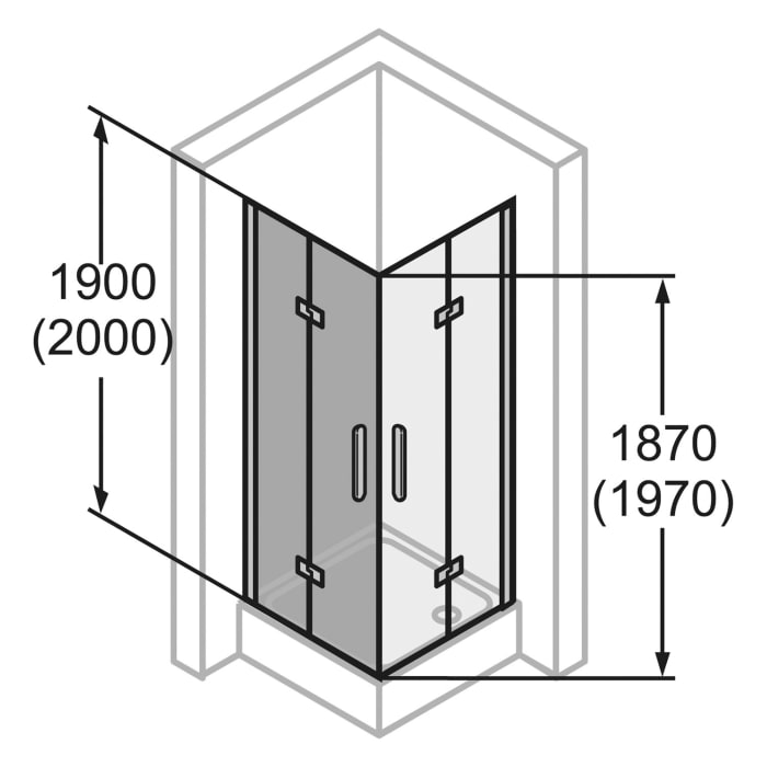 HÜPPE Design elegance 4-Eck Schwingfalttür 80 x 200 cm, mit Anti-Plaque