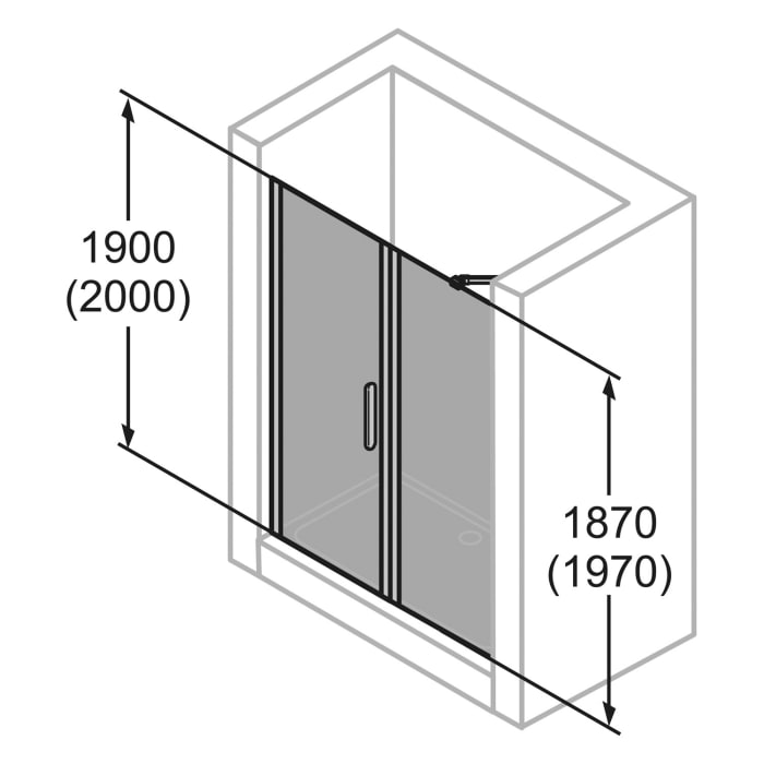 HÜPPE Design elegance 4-Eck Schwingtür mit Nebenteil in Nische 120 x 190 cm