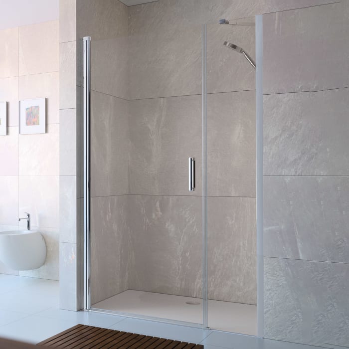 HÜPPE Design elegance 4-Eck Schwingtür mit Nebenteil in Nische 140 x 190 cm, mit Anti-Plaque