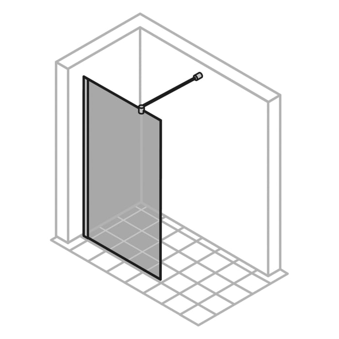 HÜPPE Design pure Walk-In Seitenwand 75 cm, mit Querstrebe, Glas 8 mm mit Anti-Plaque