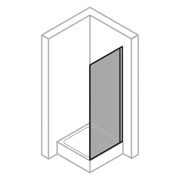 HÜPPE Design pure 4-Eck bewegliche Seitenwand für Schwingtür 80 x 200 cm, Glas mit Anti-Plaque
