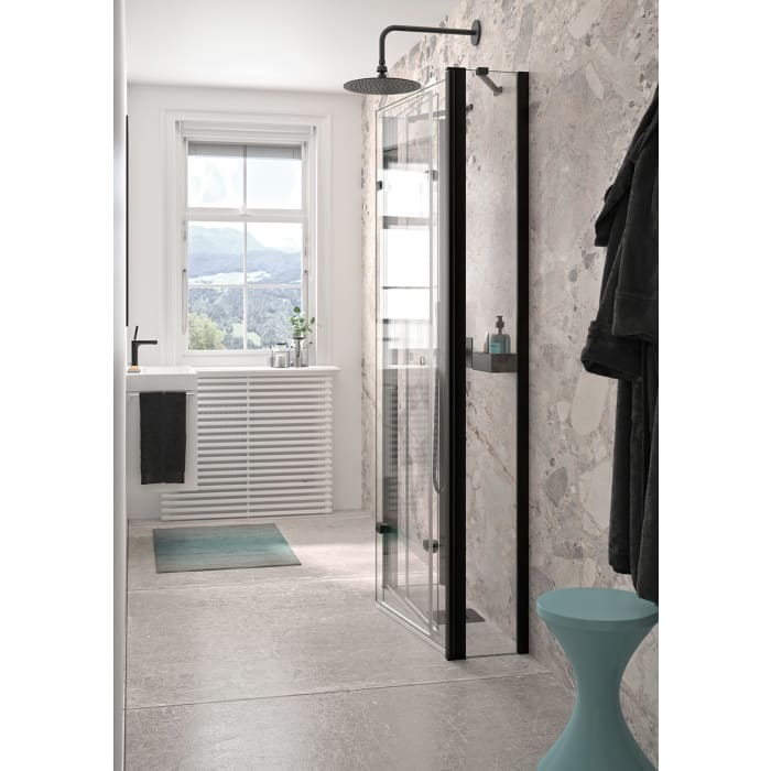 HÜPPE Design pure U-Kabine mit 2 Schwingfalttüren, Maßanfertigung, Glas ohne Anti-Plaque, mit Komfortgriff