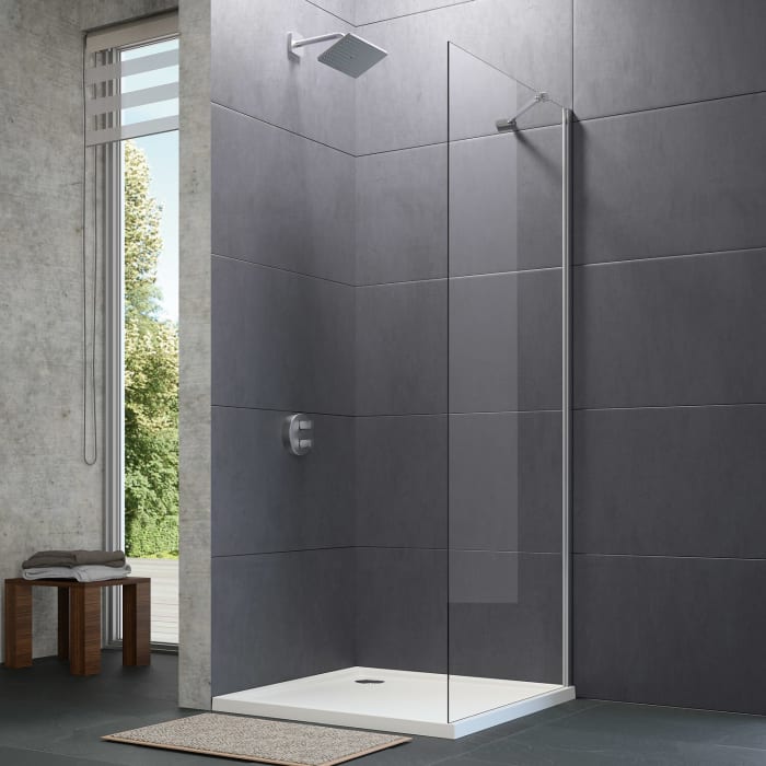 HÜPPE Design pure 4-Eck Seitenwand für Schwingtür 100 x 200 cm, Glas ohne Anti-Plaque