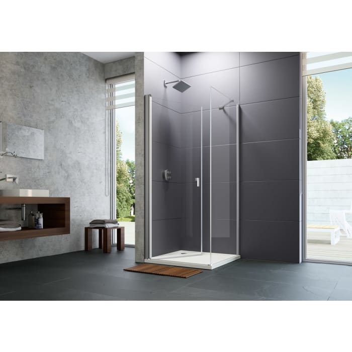 HÜPPE Design pure 4-Eck Seitenwand für Schwingtür 70 x 200 cm, Glas ohne Anti-Plaque