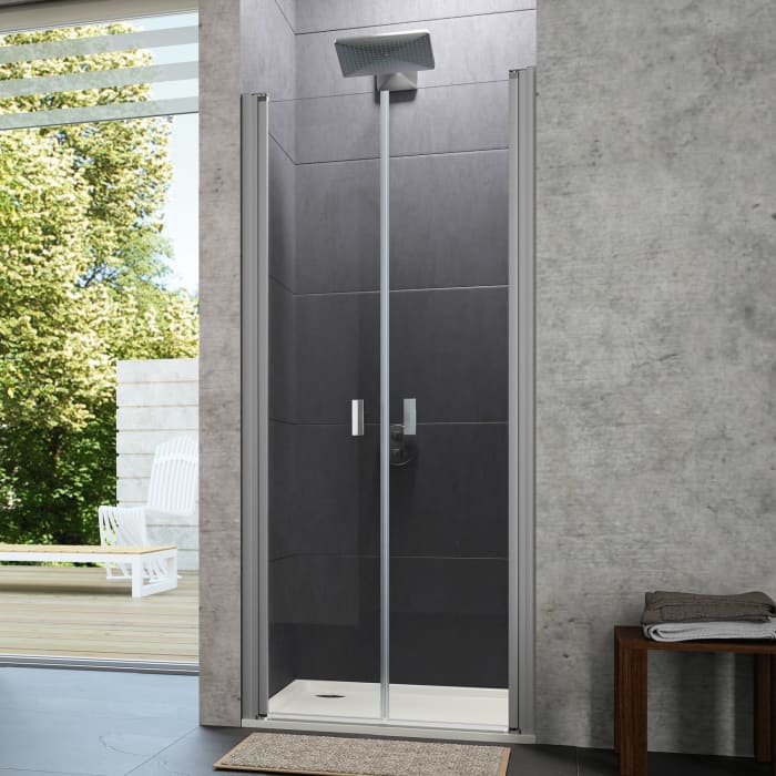 HÜPPE Design pure 4-Eck Pendeltür in Nische 50-180 x 140-200 cm, Glas ohne Anti-Plaque