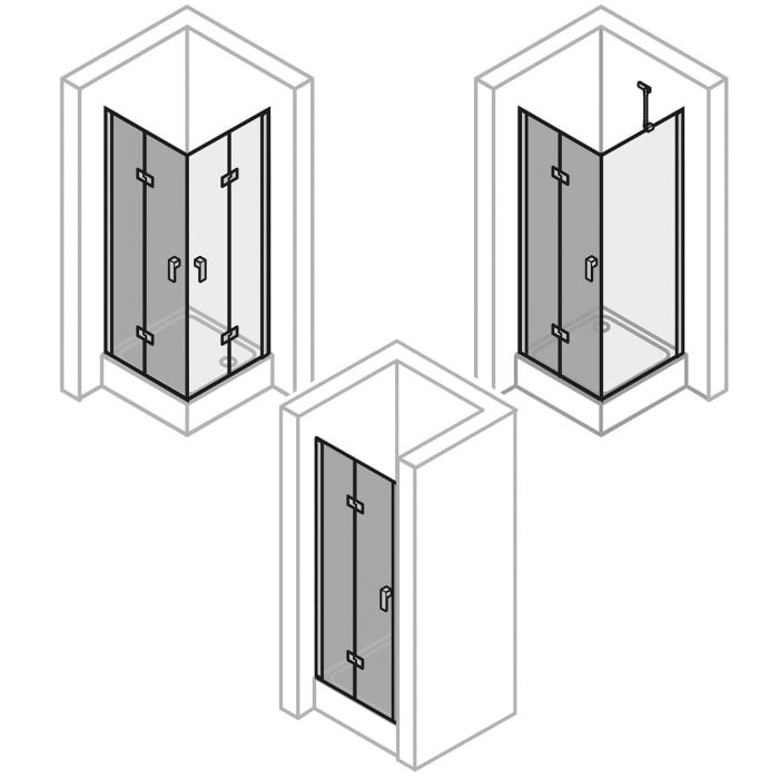HÜPPE Design pure 4-Eck Schwingfalttür 90 x 200 cm, Linksbefestigung, Glas mit Anti-Plaque