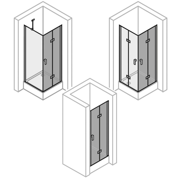 HÜPPE Design pure 4-Eck Schwingfalttür 80 x 200 cm, Rechtsbefestigung, Glas ohne Anti-Plaque