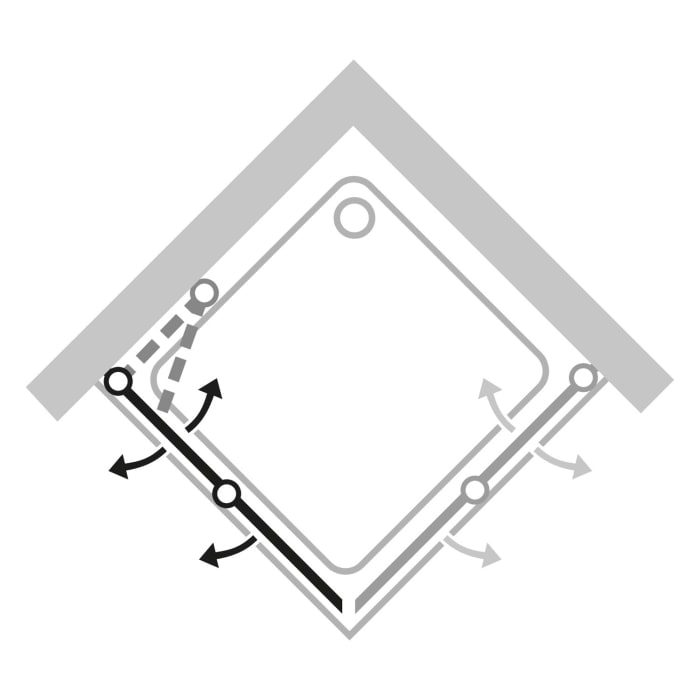 HÜPPE Design pure 4-Eck Schwingfalttür 100 x 200 cm, Linksbefestigung, Glas ohne Anti-Plaque