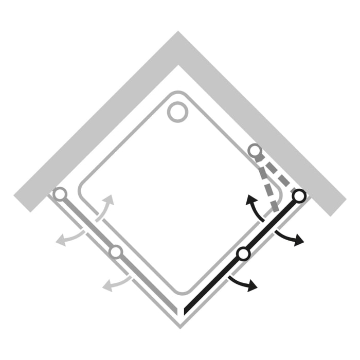 HÜPPE Design pure 4-Eck Schwingfalttür 50-125 x 140-200 cm, Rechtsbefestigung, Glas mit Anti-Plaque