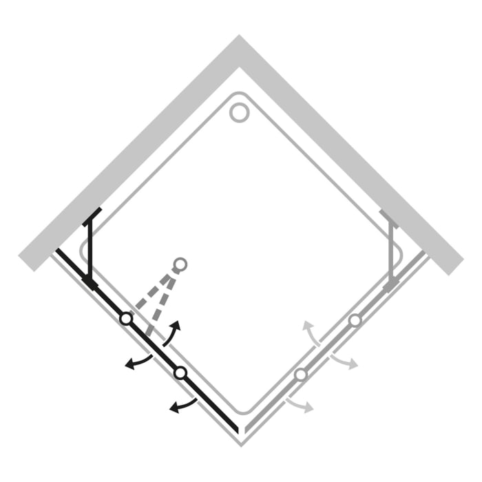 HÜPPE Design pure 4-Eck Schwingfalttür mit festem Segment 70-120 x 140-200 cm, Linksbefestigung, Glas ohne Anti-Plaque