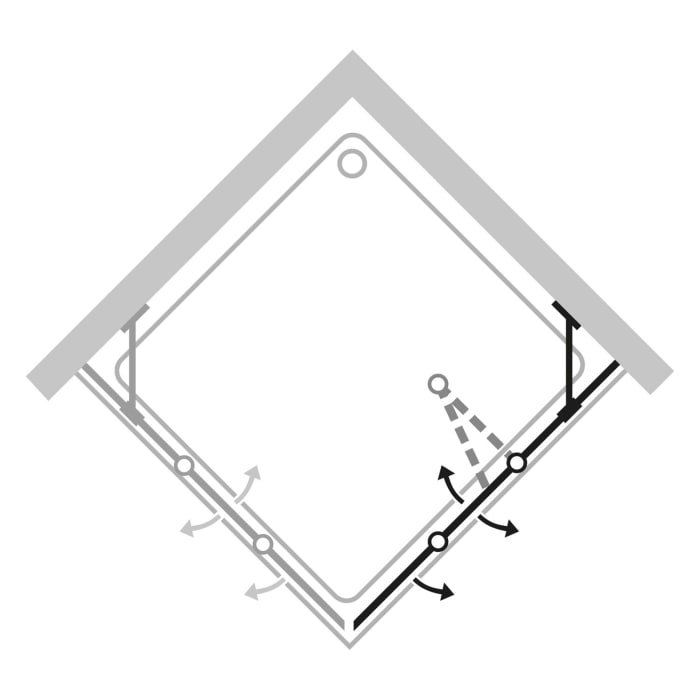 HÜPPE Design pure 4-Eck Schwingfalttür mit festem Segment 160,1-180 x 140-200 cm, Rechtsbefestigung, Glas mit Anti-Plaque