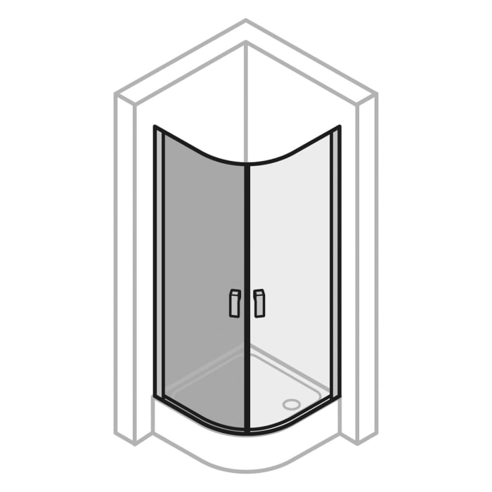 HÜPPE Design pure 1/4 Kreis Schwingtür 80 x 190 cm, R= 55 cm, Glas mit Anti-Plaque