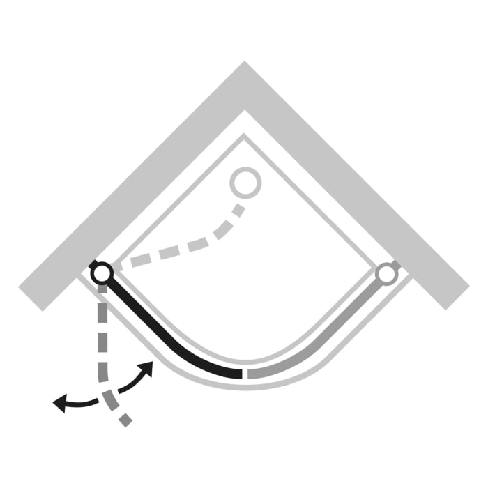 HÜPPE Design pure 1/4 Kreis Schwingtür 80 x 200 cm, R= 55 cm, Glas ohne Anti-Plaque