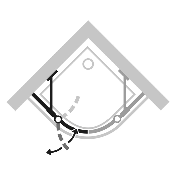 HÜPPE Design pure 1/4 Kreis Schwingtür mit festem Segment 90 x 200 cm, R= 50 cm, Glas ohne Anti-Plaque