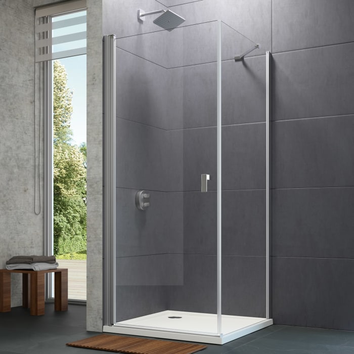 HÜPPE Design pure 4-Eck Schwingtür 90 x 190 cm, Glas mit Anti-Plaque