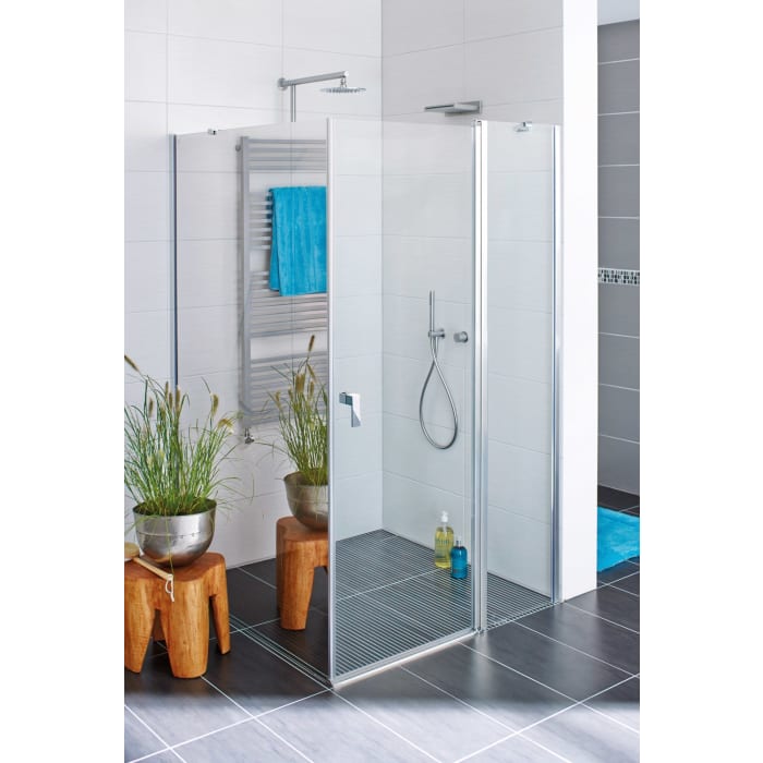 HÜPPE Design pure 4-Eck Schwingtür mit festem Segment 88 x 190 cm, Glas mit Anti-Plaque