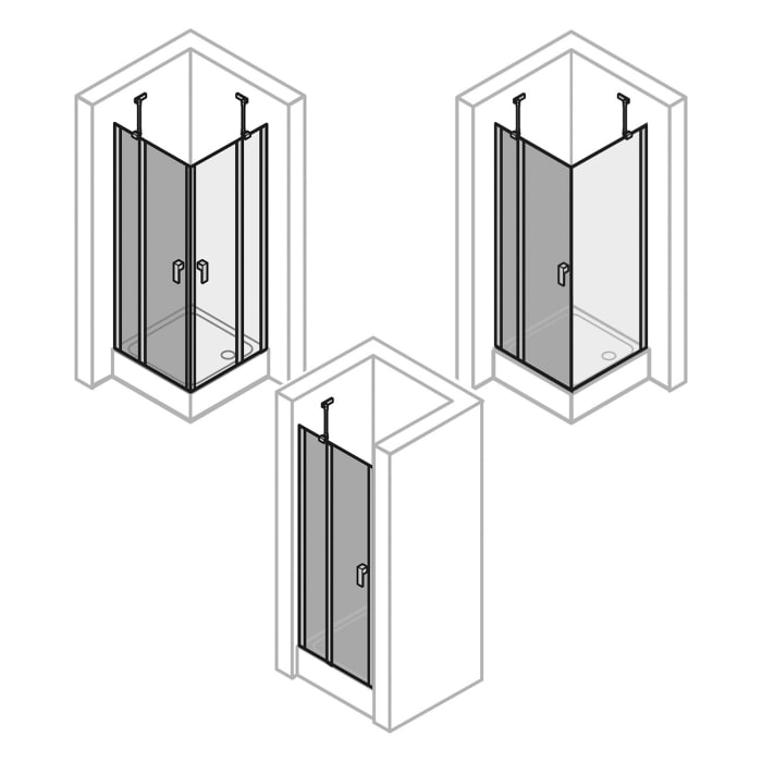 HÜPPE Design pure 4-Eck Schwingtür mit festem Segment 88 x 190 cm, Glas mit Anti-Plaque