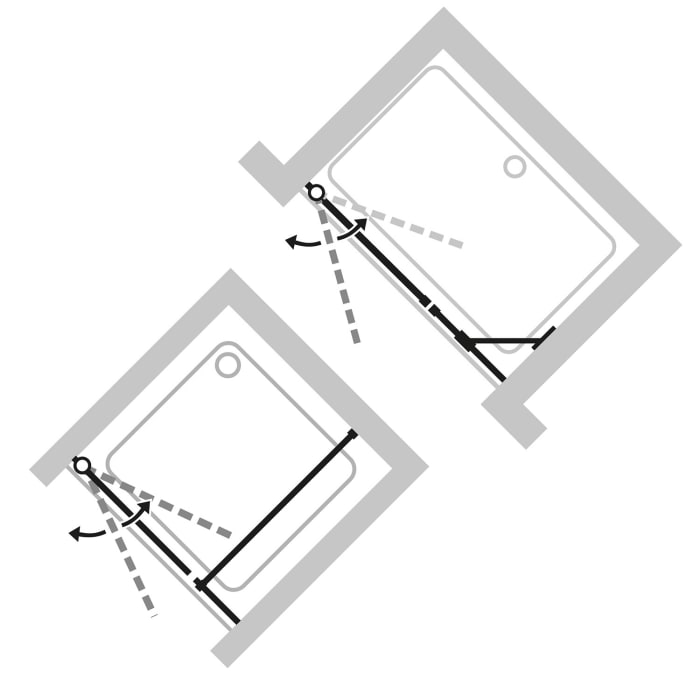 HÜPPE Design pure 4-Eck Schwingtür mit Nebenteil 110 x 200 cm, Glas ohne Anti-Plaque