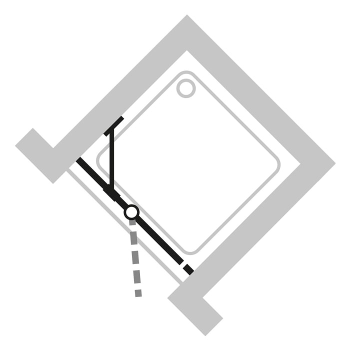 HÜPPE Design pure 4-Eck Schwingtür mit Beschlag und festen Segment B: 70-155 H: 120-200 cm, Linksbefestigung, Glas mit Anti-Plaque