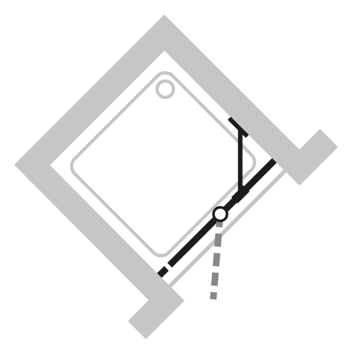 HÜPPE Design pure 4-Eck Schwingtür mit Beschlag und festen Segment B: 70-155 H: 120-200 cm, Rechtsbefestigung, Glas mit Anti-Plaque