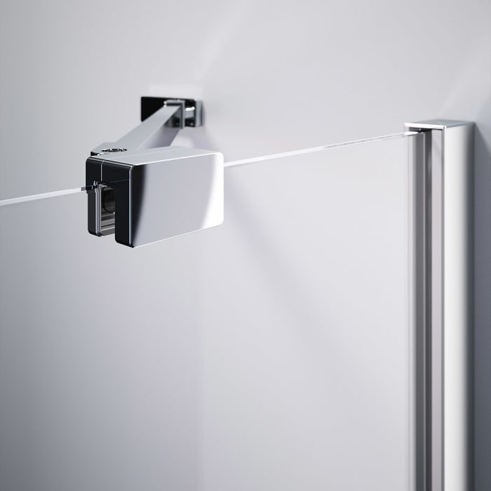 HÜPPE Design pure 4-Eck Schwingtür mit festem Segment 80 x 190 cm, Glas mit Anti-Plaque