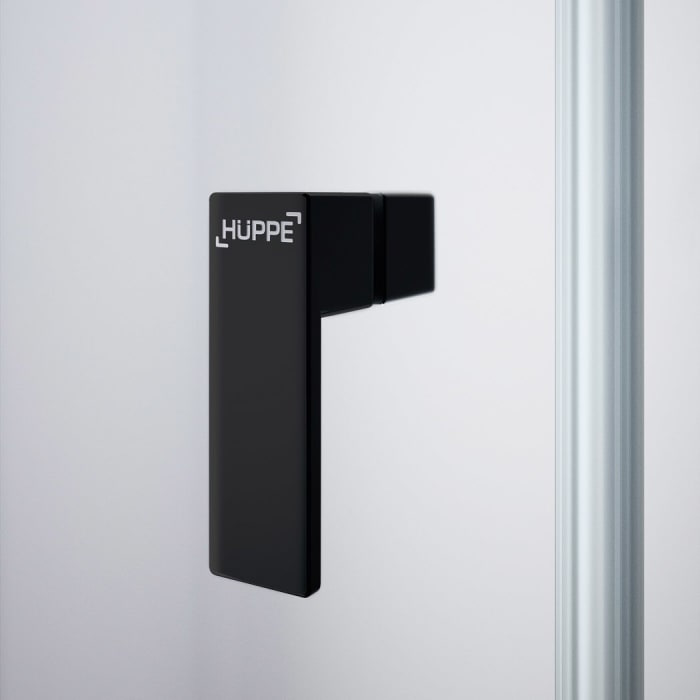 HÜPPE Design pure 4-Eck Schwingtür mit festem Segment 70-155 x 140-200 cm, Glas ohne Anti-Plaque
