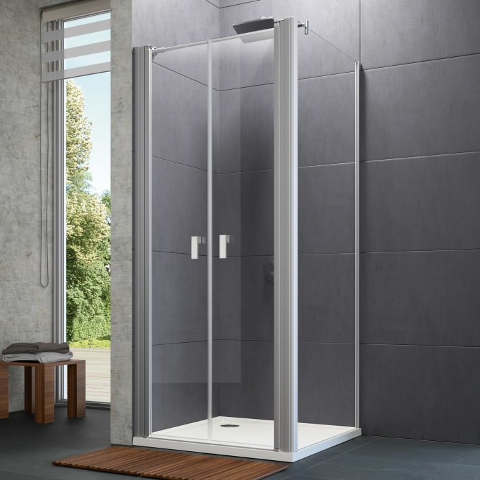 HÜPPE Design pure 4-Eck Seitenwand kurz für Pendeltür 70 x 165 cm, Glas ohne Anti-Plaque