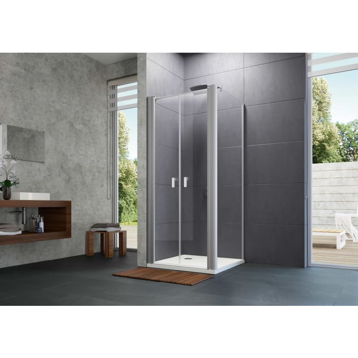 HÜPPE Design pure 4-Eck Seitenwand kurz für Pendeltür 80 x 175 cm, Glas mit Anti-Plaque