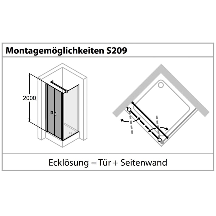 HÜPPE Solva teilgerahmt 4-Eck Pendeltür für Seitenwand 80 x 200 cm, Glas ohne Anti-Plaque