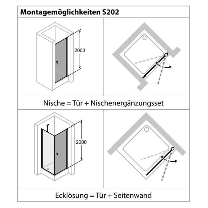 HÜPPE Solva teilgerahmt 4-Eck Schwingtür 80 x 200 cm, Glas mit Anti-Plaque, Rechtsbefestigung