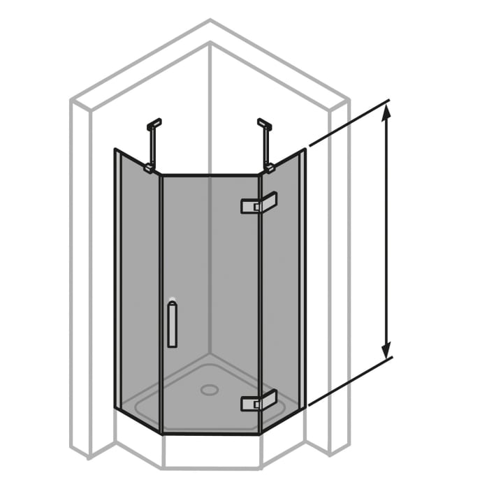 HÜPPE Solva teilgerahmt 5-Eck Schwingtür 1-flüglig rechts mit 2x Festteil 70-123/70-123 x 200,1-220 cm, Glas ohne Anti-Plaque