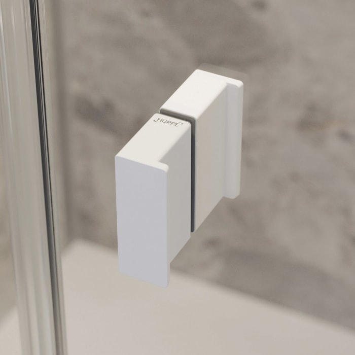 HÜPPE Solva teilgerahmt 5-Eck Schwingtür 1-flüglig links mit 2x Festteil 90/90 x 200 cm, Glas mit Anti-Plaque