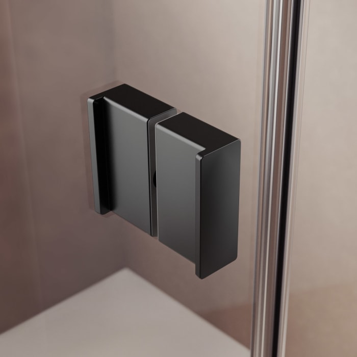 HÜPPE Solva teilgerahmt 4-Eck Schwingtür mit festem Segment 70-150 x 200,1-220 cm, Glas mit Anti-Plaque, Rechtsbefestigung