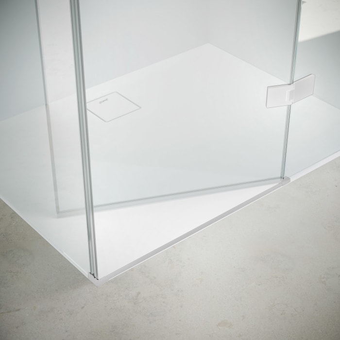 HÜPPE Solva teilgerahmt 4-Eck Schwingtür mit Festteil 100 x 200 cm, Glas mit Anti-Plaque, Rechtsbefestigung